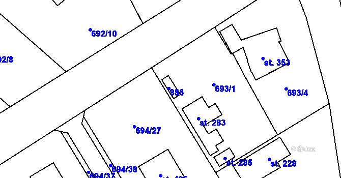 Parcela st. 284 v KÚ Žernovka, Katastrální mapa