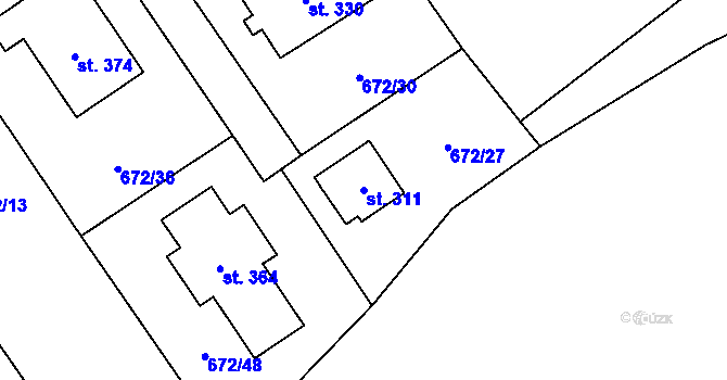 Parcela st. 311 v KÚ Žernovka, Katastrální mapa