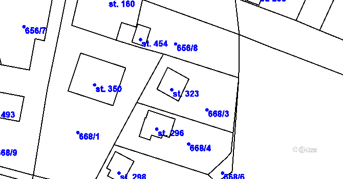 Parcela st. 323 v KÚ Žernovka, Katastrální mapa