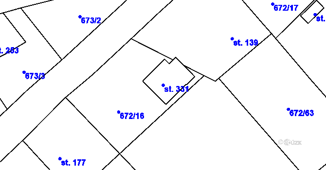 Parcela st. 331 v KÚ Žernovka, Katastrální mapa