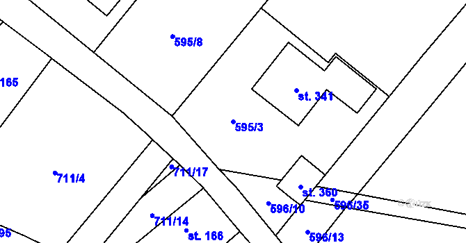 Parcela st. 595/3 v KÚ Žernovka, Katastrální mapa