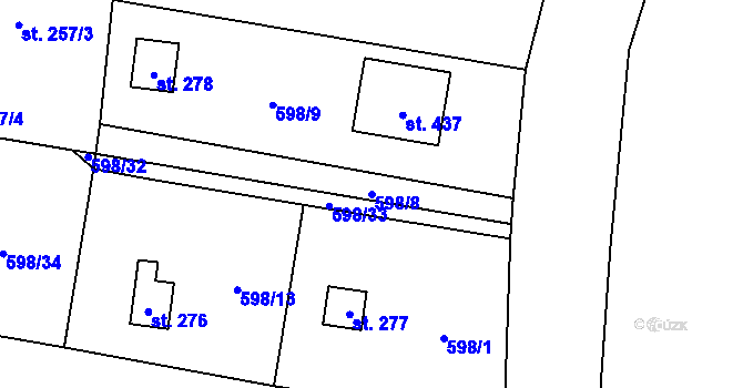 Parcela st. 598/8 v KÚ Žernovka, Katastrální mapa