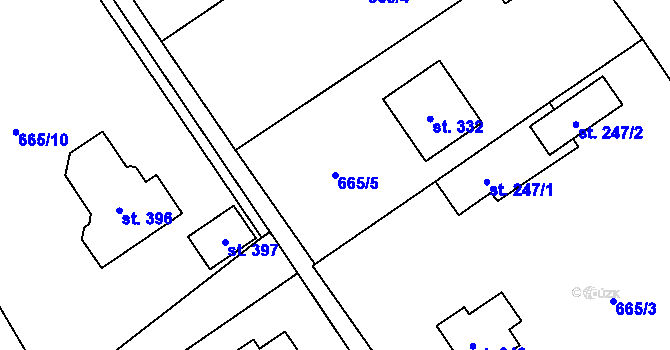 Parcela st. 665/5 v KÚ Žernovka, Katastrální mapa