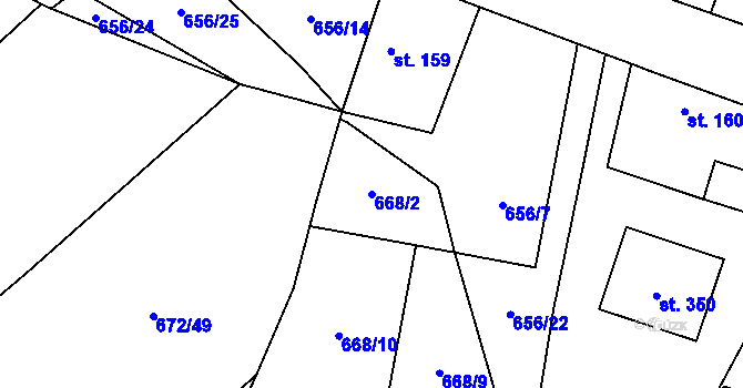 Parcela st. 668/2 v KÚ Žernovka, Katastrální mapa