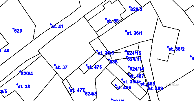 Parcela st. 36/5 v KÚ Žernovka, Katastrální mapa