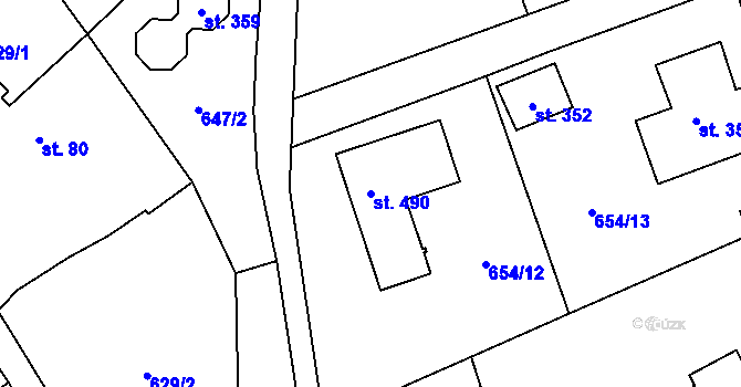 Parcela st. 490 v KÚ Žernovka, Katastrální mapa