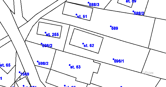 Parcela st. 62 v KÚ Mukařov u Jablonce nad Nisou, Katastrální mapa