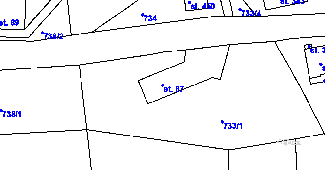 Parcela st. 87 v KÚ Mukařov u Jablonce nad Nisou, Katastrální mapa