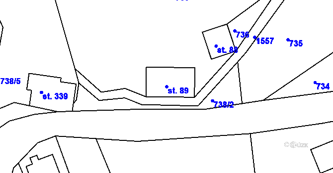 Parcela st. 89 v KÚ Mukařov u Jablonce nad Nisou, Katastrální mapa