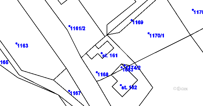 Parcela st. 161 v KÚ Mukařov u Jablonce nad Nisou, Katastrální mapa