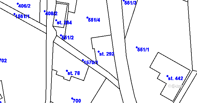 Parcela st. 292 v KÚ Mukařov u Jablonce nad Nisou, Katastrální mapa