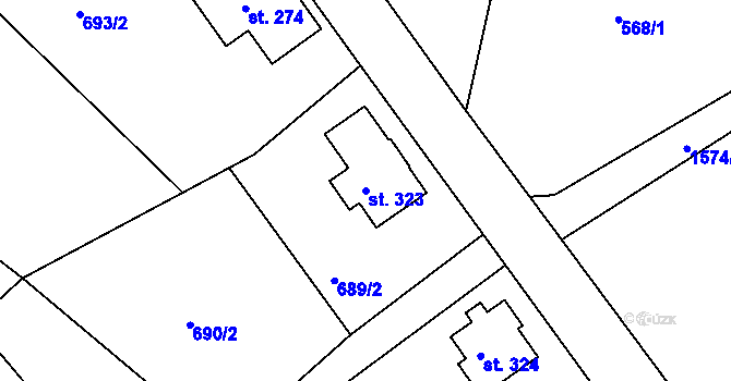 Parcela st. 323 v KÚ Mukařov u Jablonce nad Nisou, Katastrální mapa