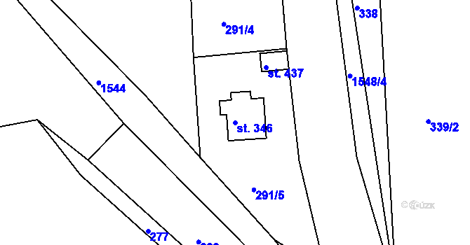 Parcela st. 346 v KÚ Mukařov u Jablonce nad Nisou, Katastrální mapa