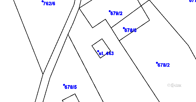 Parcela st. 443 v KÚ Mukařov u Jablonce nad Nisou, Katastrální mapa