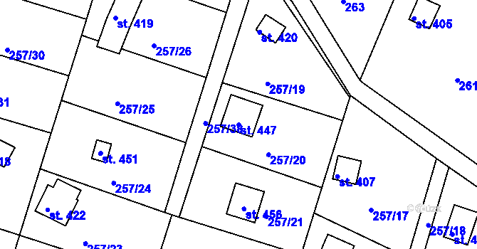 Parcela st. 447 v KÚ Mukařov u Jablonce nad Nisou, Katastrální mapa