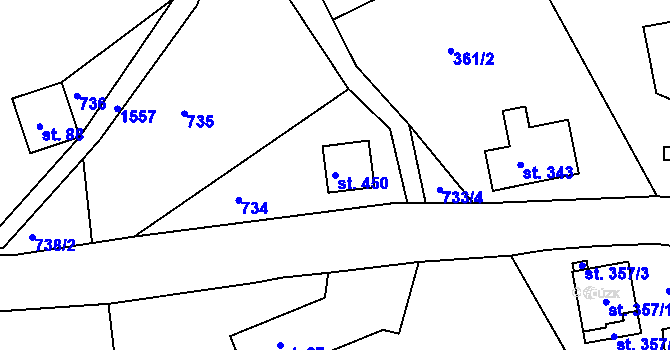 Parcela st. 450 v KÚ Mukařov u Jablonce nad Nisou, Katastrální mapa