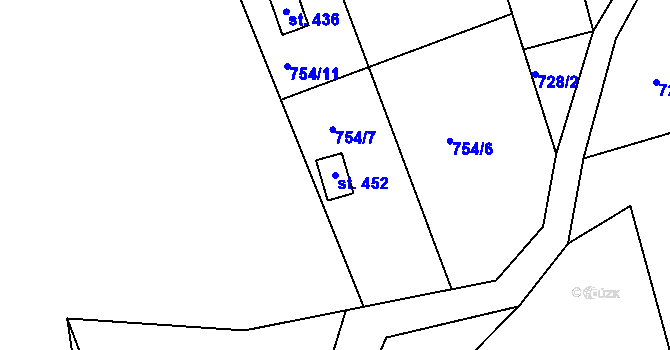 Parcela st. 452 v KÚ Mukařov u Jablonce nad Nisou, Katastrální mapa