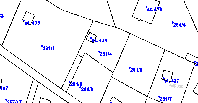 Parcela st. 261/4 v KÚ Mukařov u Jablonce nad Nisou, Katastrální mapa