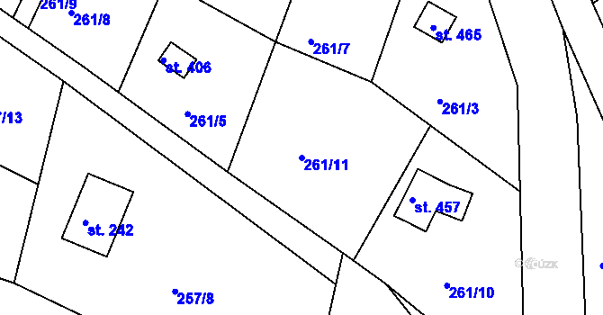 Parcela st. 261/11 v KÚ Mukařov u Jablonce nad Nisou, Katastrální mapa