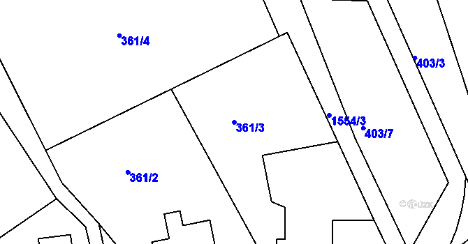 Parcela st. 361/3 v KÚ Mukařov u Jablonce nad Nisou, Katastrální mapa