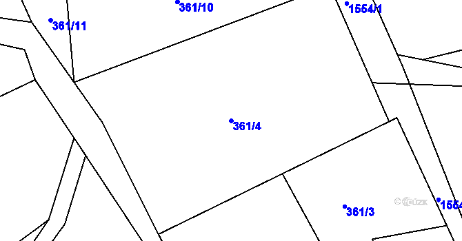 Parcela st. 361/4 v KÚ Mukařov u Jablonce nad Nisou, Katastrální mapa