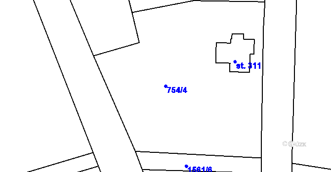 Parcela st. 754/4 v KÚ Mukařov u Jablonce nad Nisou, Katastrální mapa