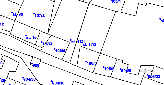 Parcela st. 17/2 v KÚ Mukařov u Úštěku, Katastrální mapa