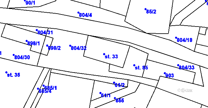 Parcela st. 33 v KÚ Mukařov u Úštěku, Katastrální mapa