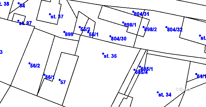 Parcela st. 35 v KÚ Mukařov u Úštěku, Katastrální mapa