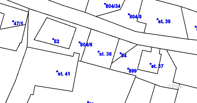 Parcela st. 38 v KÚ Mukařov u Úštěku, Katastrální mapa