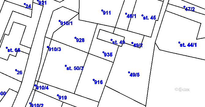 Parcela st. 50/2 v KÚ Mukařov u Úštěku, Katastrální mapa