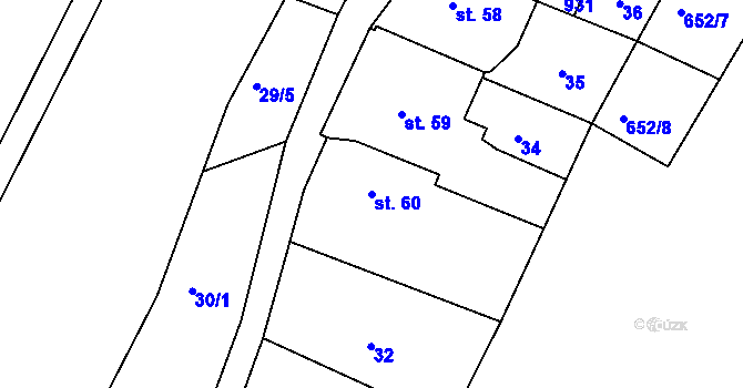 Parcela st. 60 v KÚ Mukařov u Úštěku, Katastrální mapa