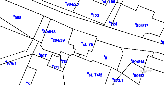 Parcela st. 75 v KÚ Mukařov u Úštěku, Katastrální mapa