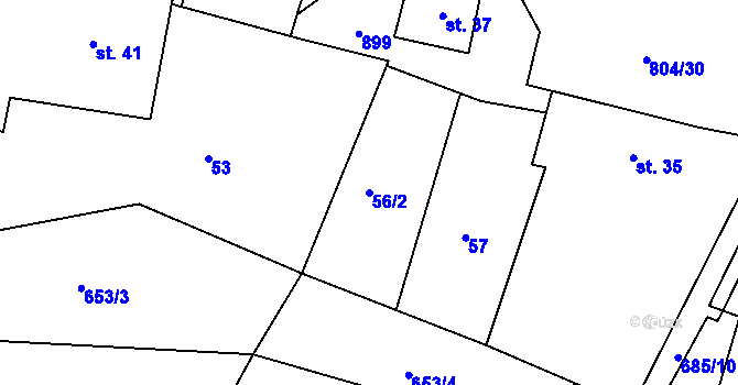 Parcela st. 56/2 v KÚ Mukařov u Úštěku, Katastrální mapa