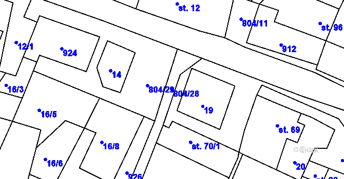 Parcela st. 804/28 v KÚ Mukařov u Úštěku, Katastrální mapa