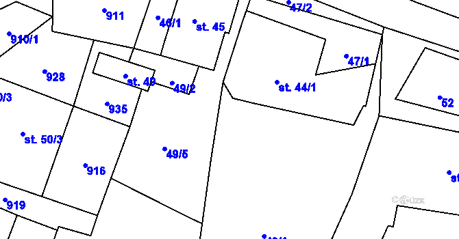 Parcela st. 49/6 v KÚ Mukařov u Úštěku, Katastrální mapa