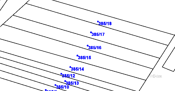 Parcela st. 385/16 v KÚ Mukařov u Úštěku, Katastrální mapa