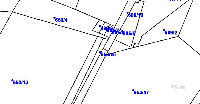 Parcela st. 653/16 v KÚ Mukařov u Úštěku, Katastrální mapa