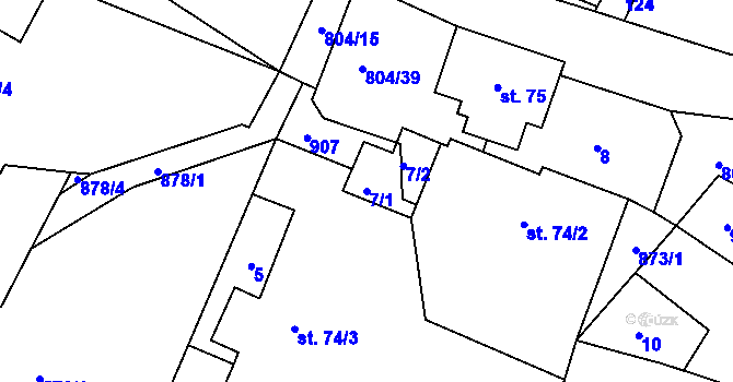 Parcela st. 7/1 v KÚ Mukařov u Úštěku, Katastrální mapa