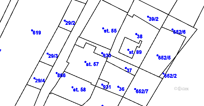 Parcela st. 930 v KÚ Mukařov u Úštěku, Katastrální mapa