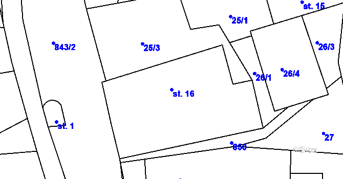 Parcela st. 16 v KÚ Náčkovice, Katastrální mapa