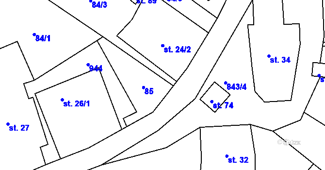 Parcela st. 24/3 v KÚ Náčkovice, Katastrální mapa