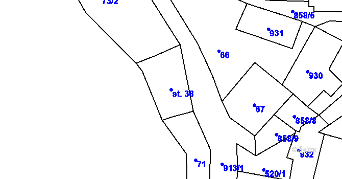 Parcela st. 38 v KÚ Náčkovice, Katastrální mapa