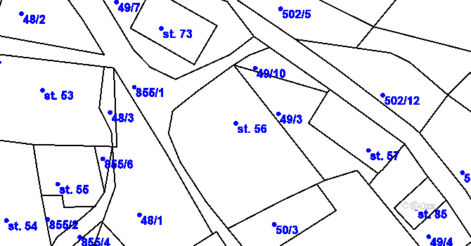 Parcela st. 56 v KÚ Náčkovice, Katastrální mapa