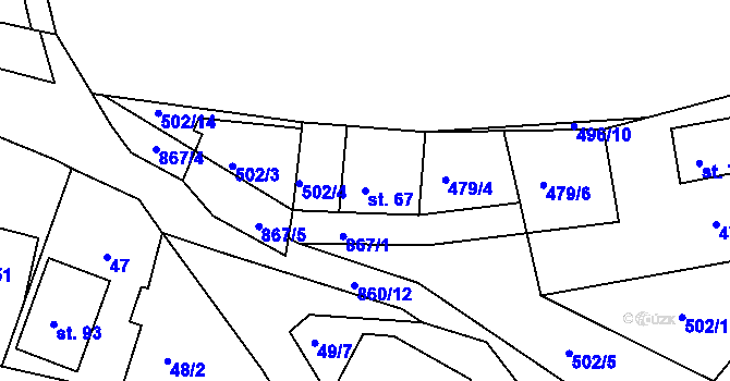 Parcela st. 67 v KÚ Náčkovice, Katastrální mapa