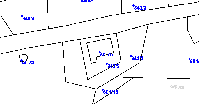 Parcela st. 75 v KÚ Náčkovice, Katastrální mapa