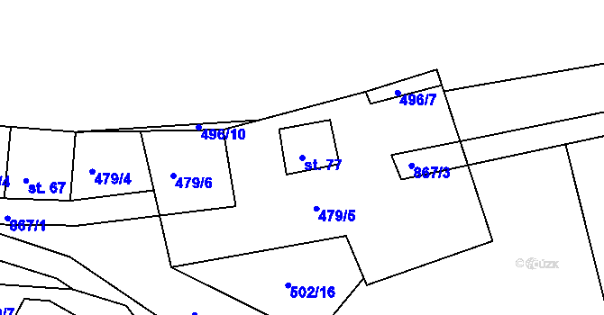 Parcela st. 77 v KÚ Náčkovice, Katastrální mapa
