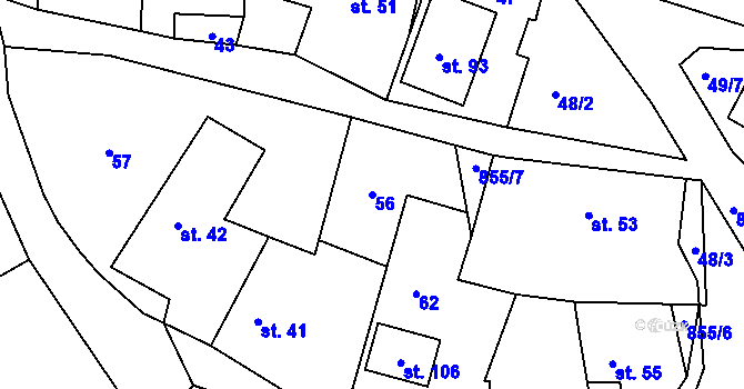 Parcela st. 56 v KÚ Náčkovice, Katastrální mapa