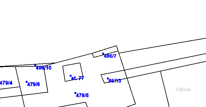 Parcela st. 496/7 v KÚ Náčkovice, Katastrální mapa