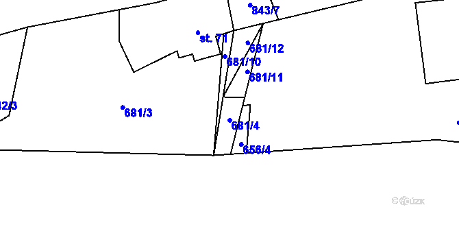 Parcela st. 681/4 v KÚ Náčkovice, Katastrální mapa